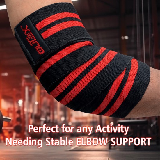 Elbow Wraps for Weightlifting Black/Red - 40"