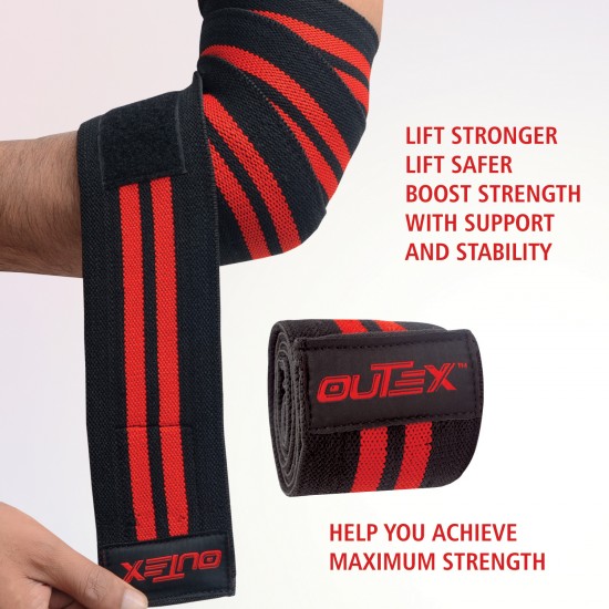 Elbow Wraps for Weightlifting Black/Red - 40"