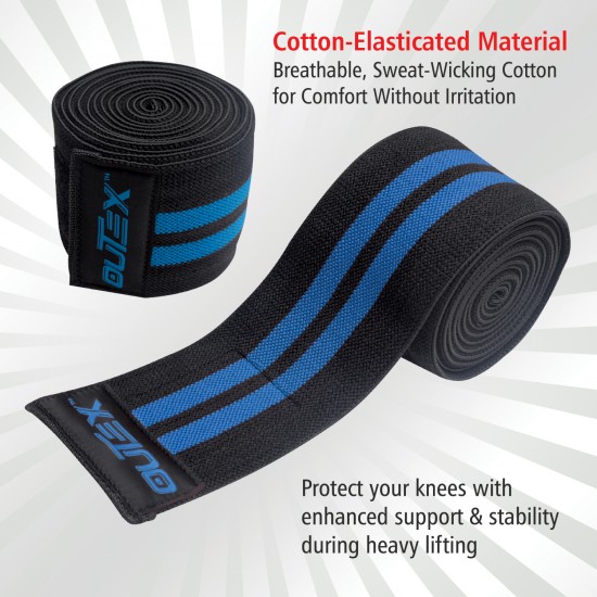 Knee Wraps for Weightlifting Black/Blue, 80"