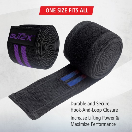 Knee Wraps for Weightlifting Black/Blue, 80"