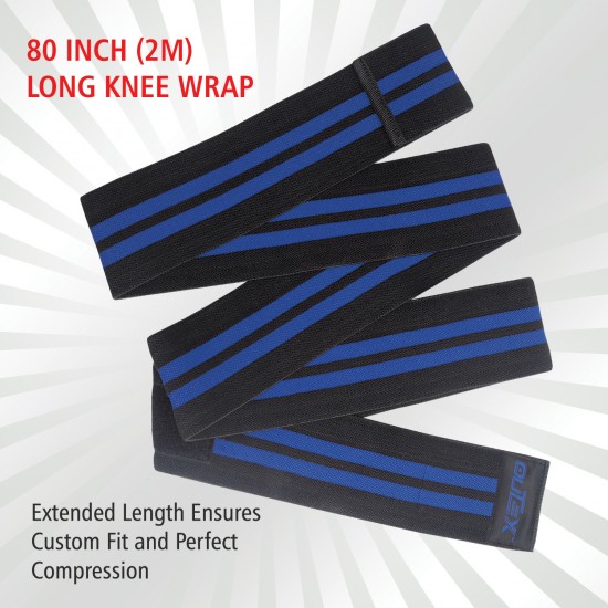 Knee Wraps for Weightlifting Black/Blue, 80"