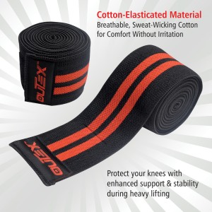 Knee Wraps for Weightlifting Black/Red, 80"