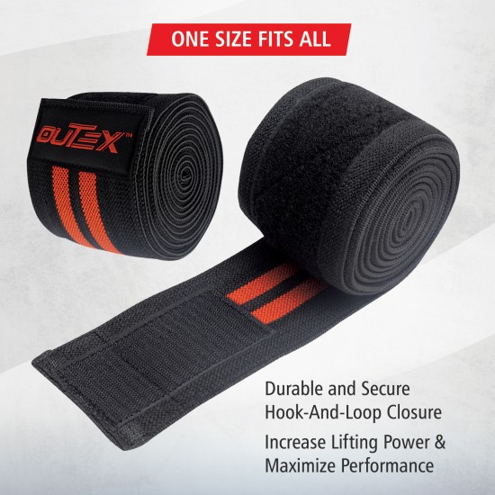 Knee Wraps for Weightlifting Black/Red, 80"