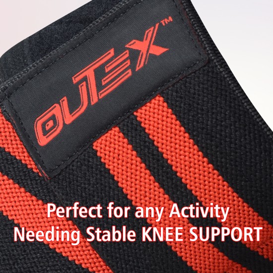 Knee Wraps for Weightlifting Black/Red, 80"