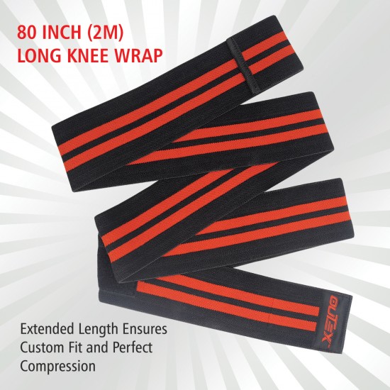 Knee Wraps for Weightlifting Black/Red, 80"