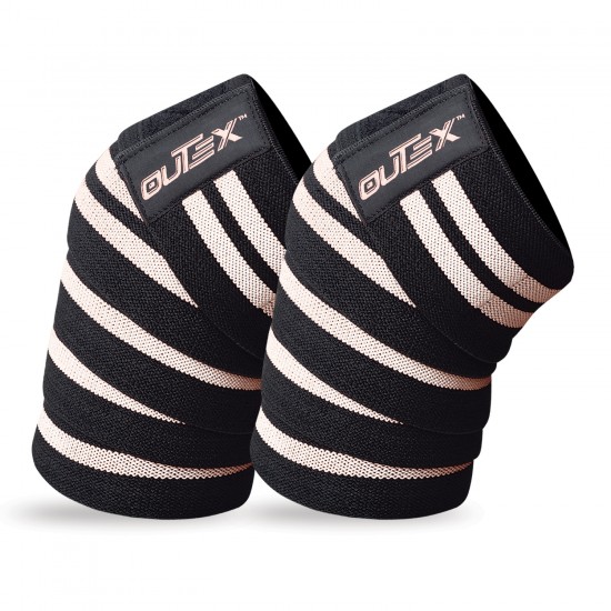 Knee Wraps for Weightlifting Black/White, 80"