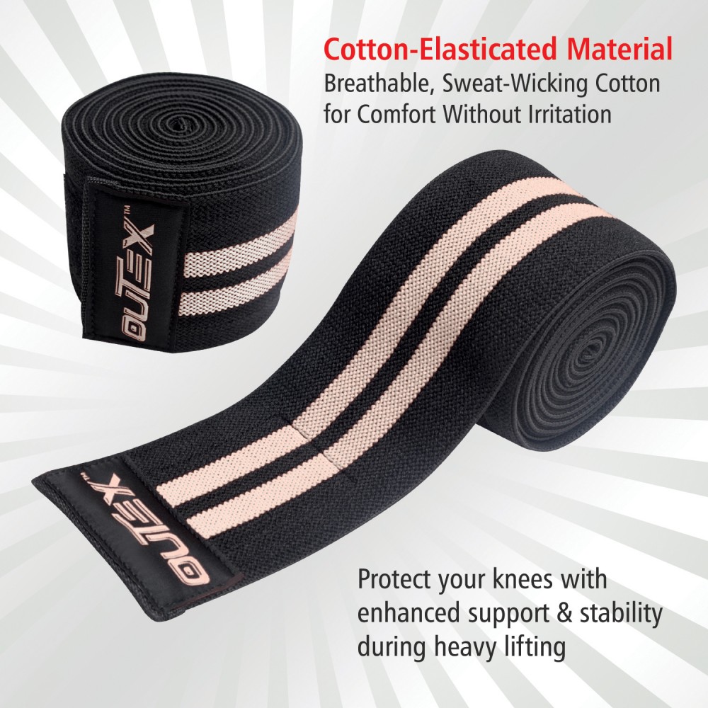 Knee Wraps for Weightlifting Black/White, 80"