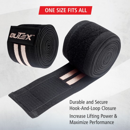 Knee Wraps for Weightlifting Black/White, 80"