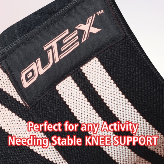 Knee Wraps for Weightlifting Black/White, 80"