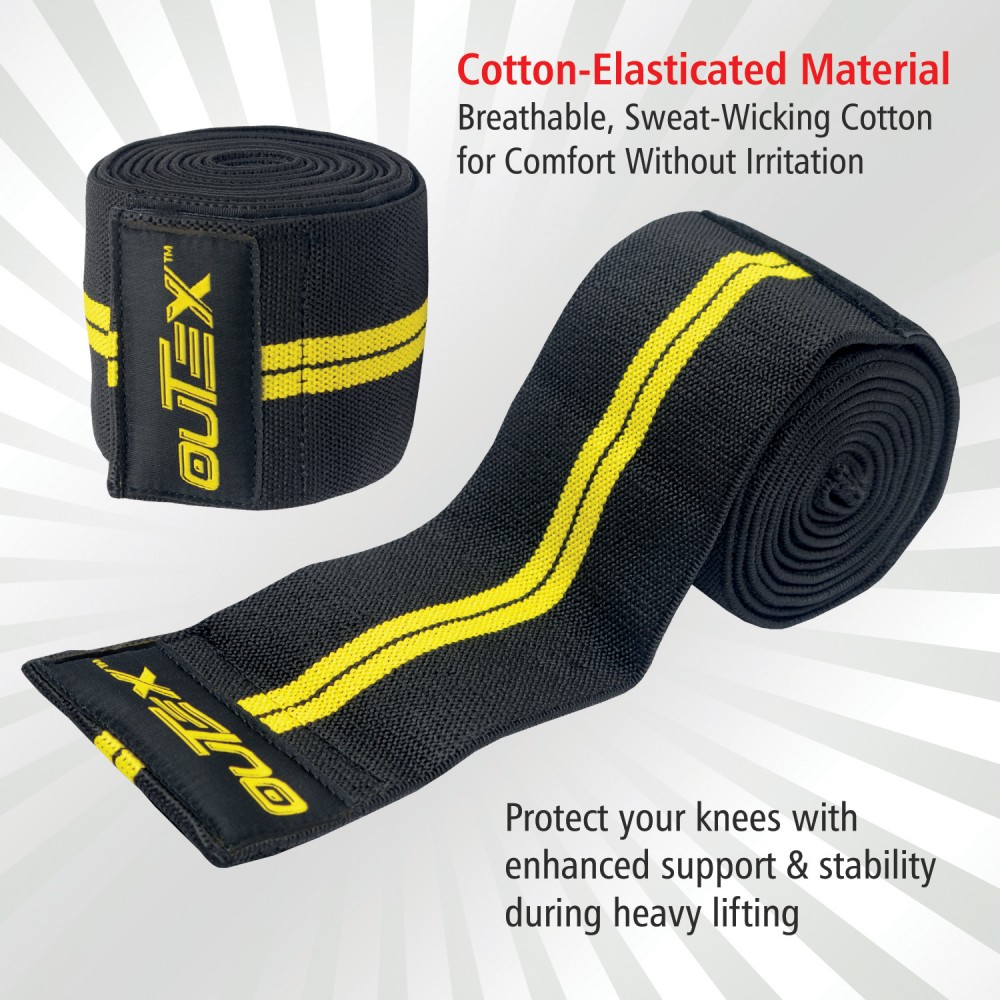 Knee Wraps for Weightlifting Black/Yellow, 80"