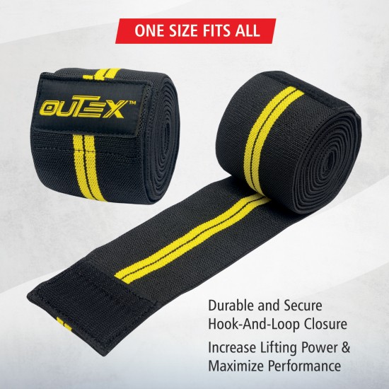 Knee Wraps for Weightlifting Black/Yellow, 80"