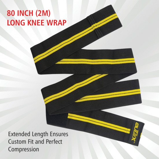 Knee Wraps for Weightlifting Black/Yellow, 80"