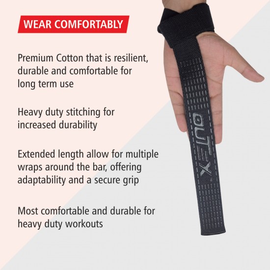 Lifting Wrist Straps Black with Black Silicone 24 inch