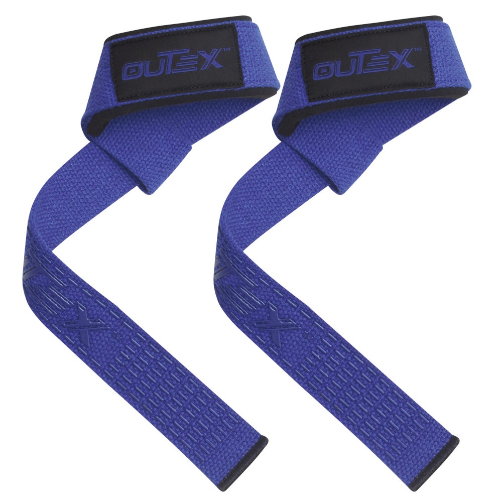 Lifting Wrist Straps Blue with Silicone 24 inch