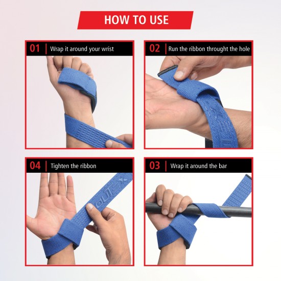 Lifting Wrist Straps Blue with Silicone 24 inch