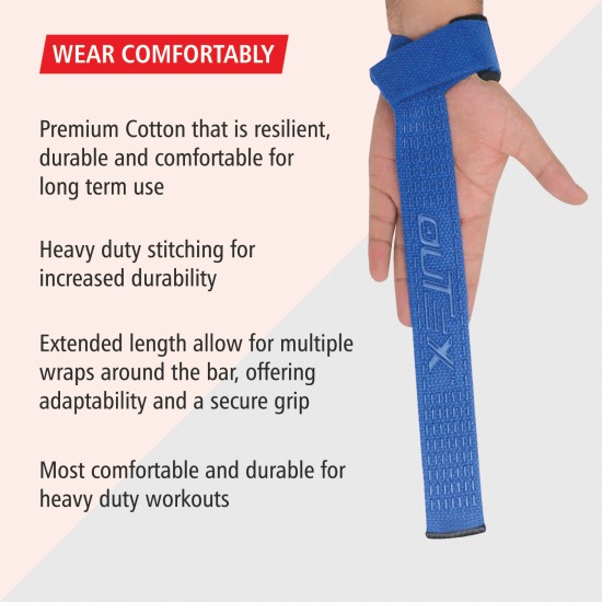 Lifting Wrist Straps Blue with Silicone 24 inch