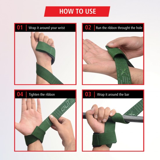 Lifting Wrist Straps Green with Silicone 24 inch