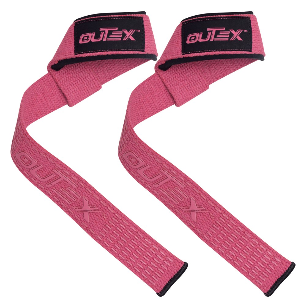 Lifting Wrist Straps Pink with Silicone 24 inch