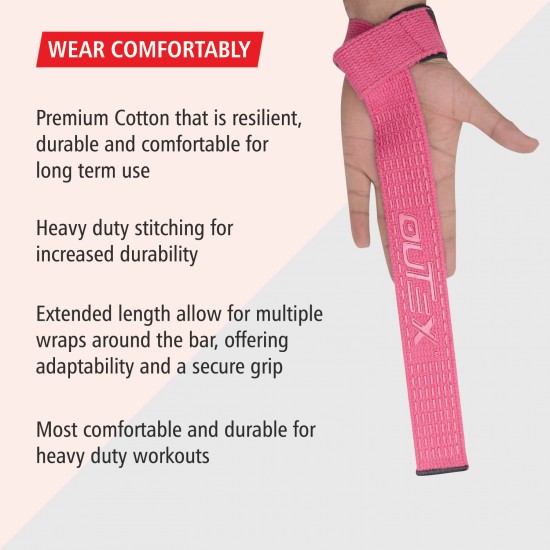 Lifting Wrist Straps Pink with Silicone 24 inch