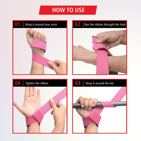 Lifting Wrist Straps Pink 24 inch