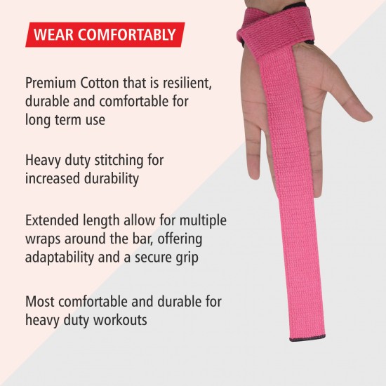 Lifting Wrist Straps Pink 24 inch