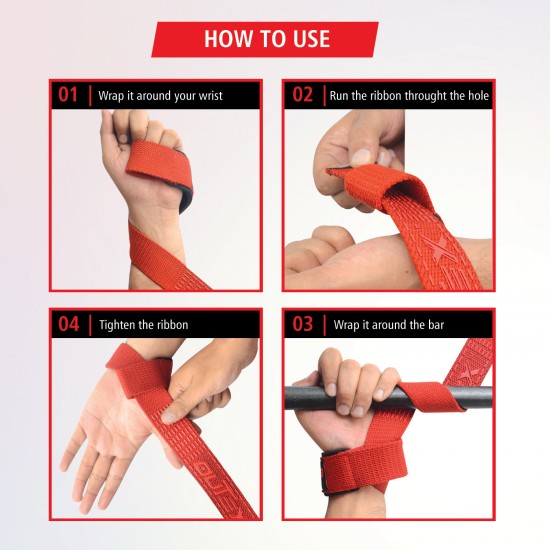 Lifting Wrist Straps Red with Silicone 24 inch