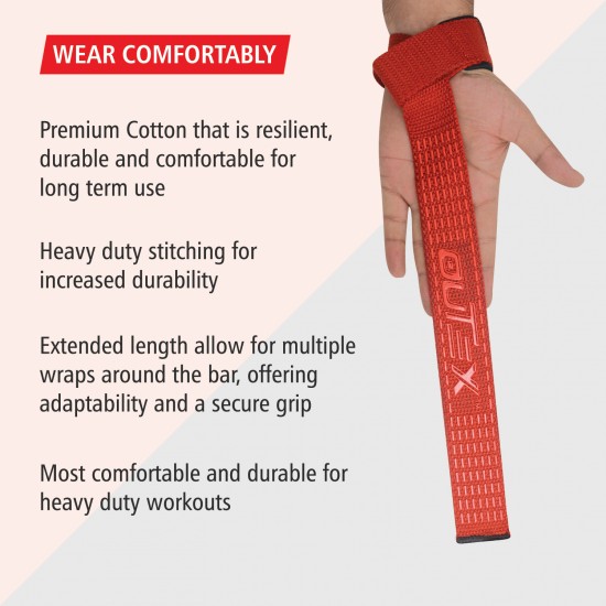 Lifting Wrist Straps Red with Silicone 24 inch