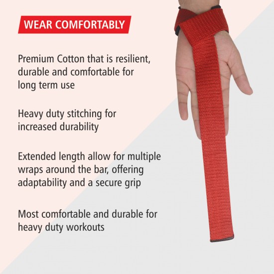 Lifting Wrist Straps Red 24 inch