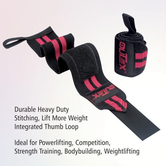 Wrist Wraps for Weightlifting Black/Dark Pink, 18”