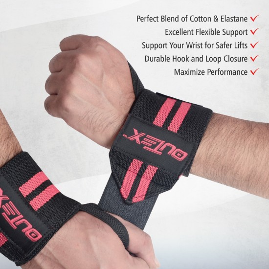 Wrist Wraps for Weightlifting Black/Dark Pink, 18”