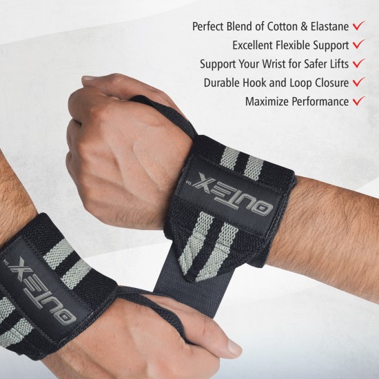 Wrist Wraps for Weightlifting Black/Gray, 18”