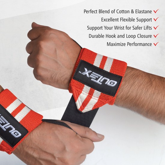 Wrist Wraps for Weightlifting Red/White, 18”